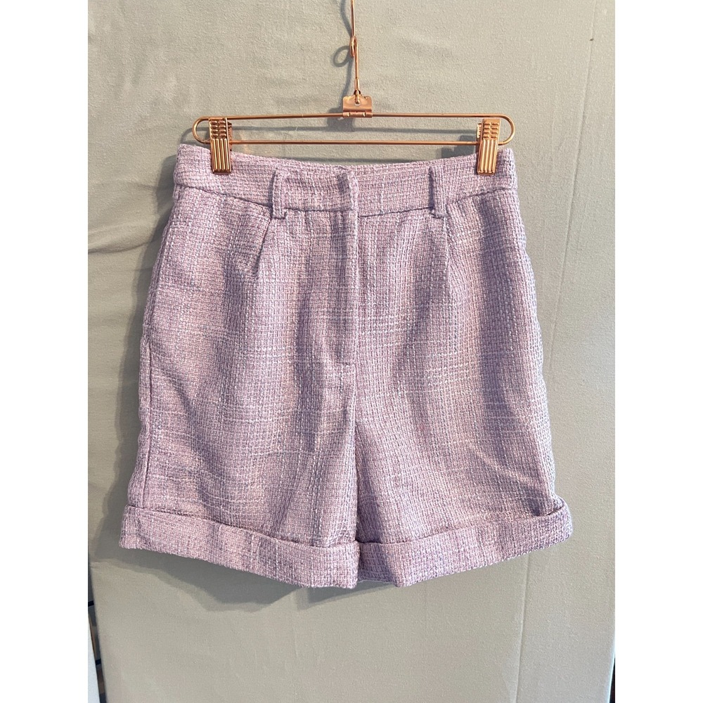 Forever 21 Womens Tweed Woven Lavendar Pleated Shorts Sz S NWT Retro Pinup 80s